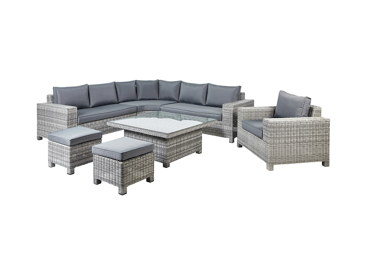 Ensemble de salon de jardin avec table et ottoman 9 places TEGLIO Gris