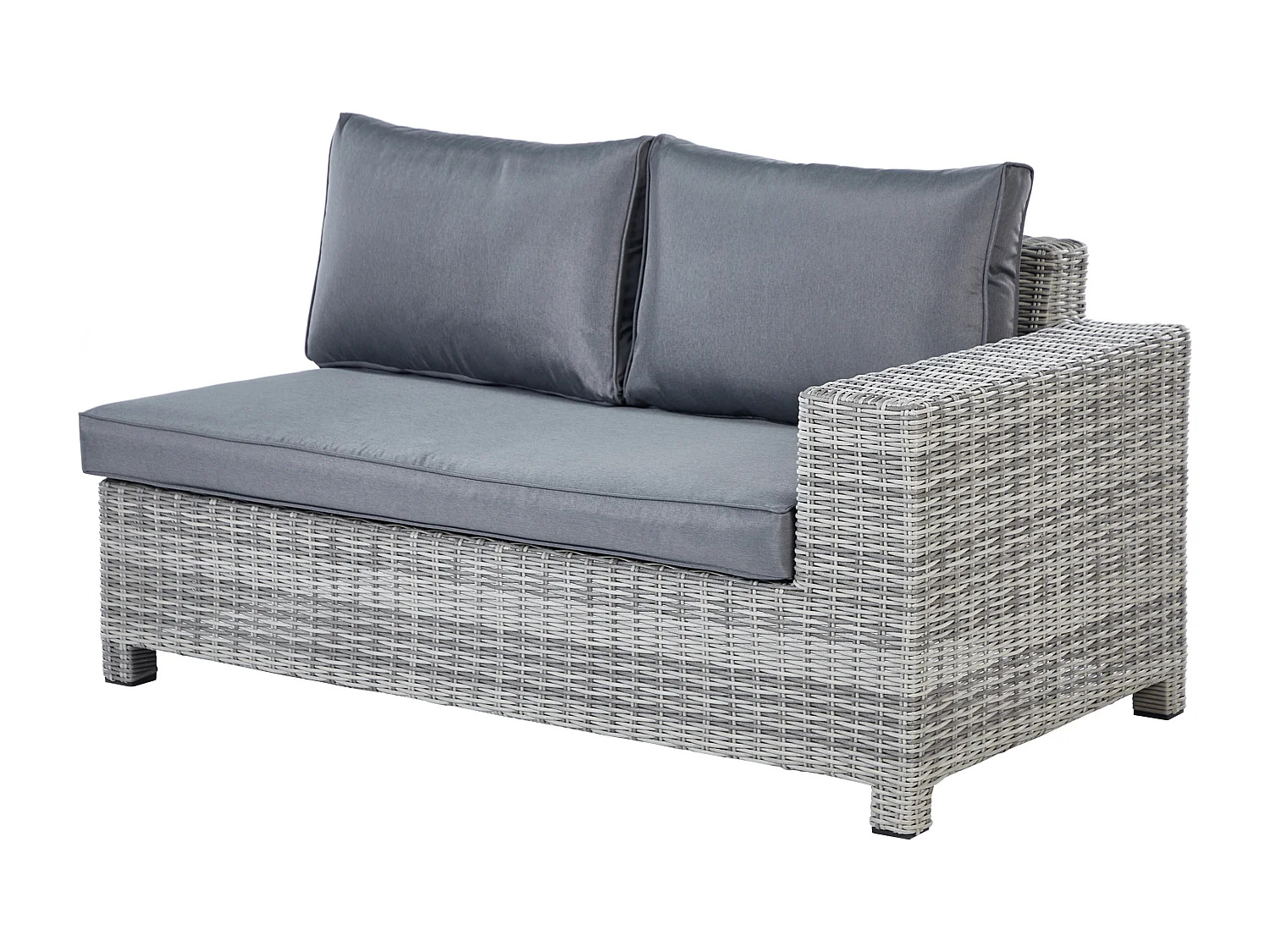 9-Sitzer Lounge Set Rattan grau Ecksofa 2 Ottomanen Auflagen Tisch Sessel Teglio