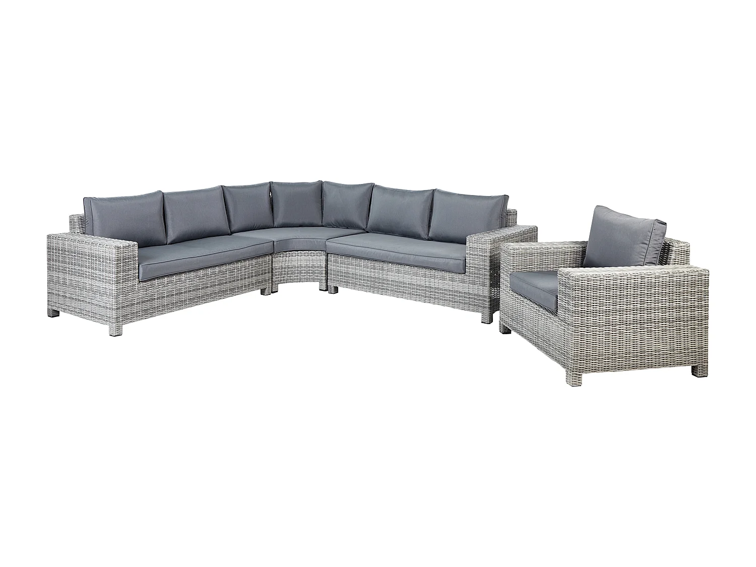 Loungeset met tafel en ottomaan 9-zitter TEGLIO Grijs