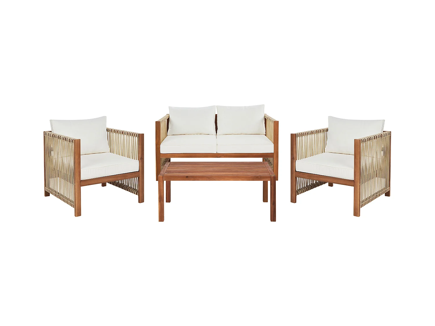 Lounge Set mit Tisch 4-Sitzer ANTRIA Akazienholz Beige