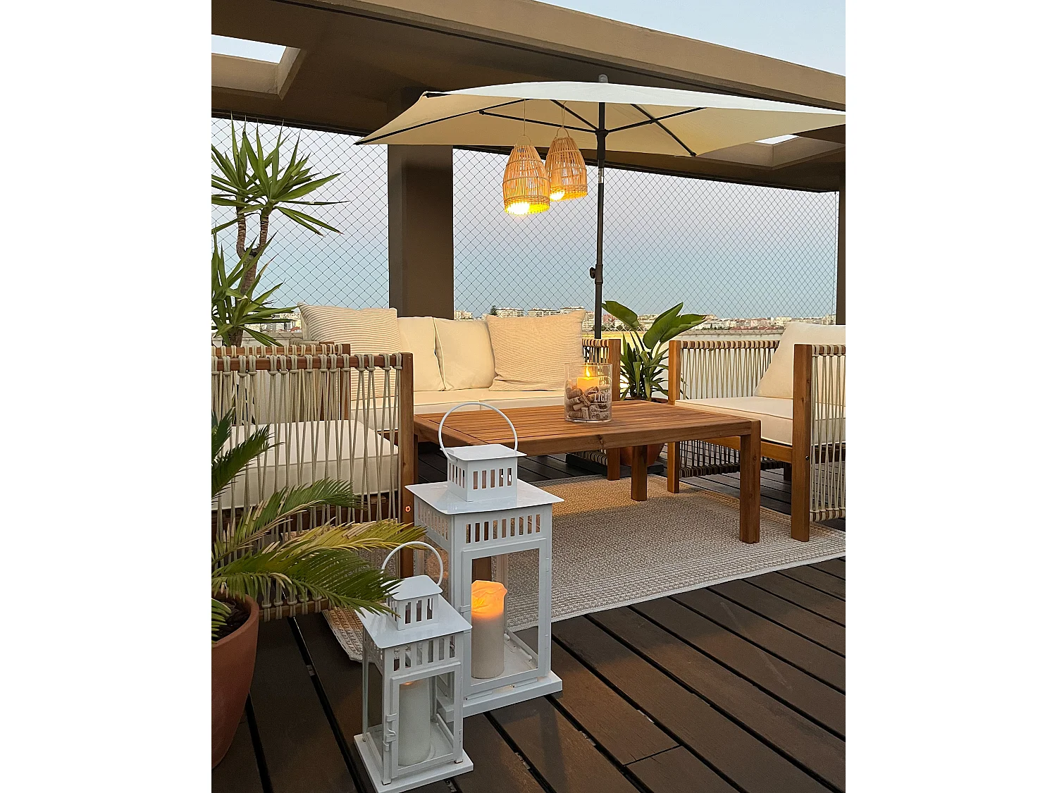Garden Lounge Set with Table 4 Seater ANTRIA Beige Acacia Wood