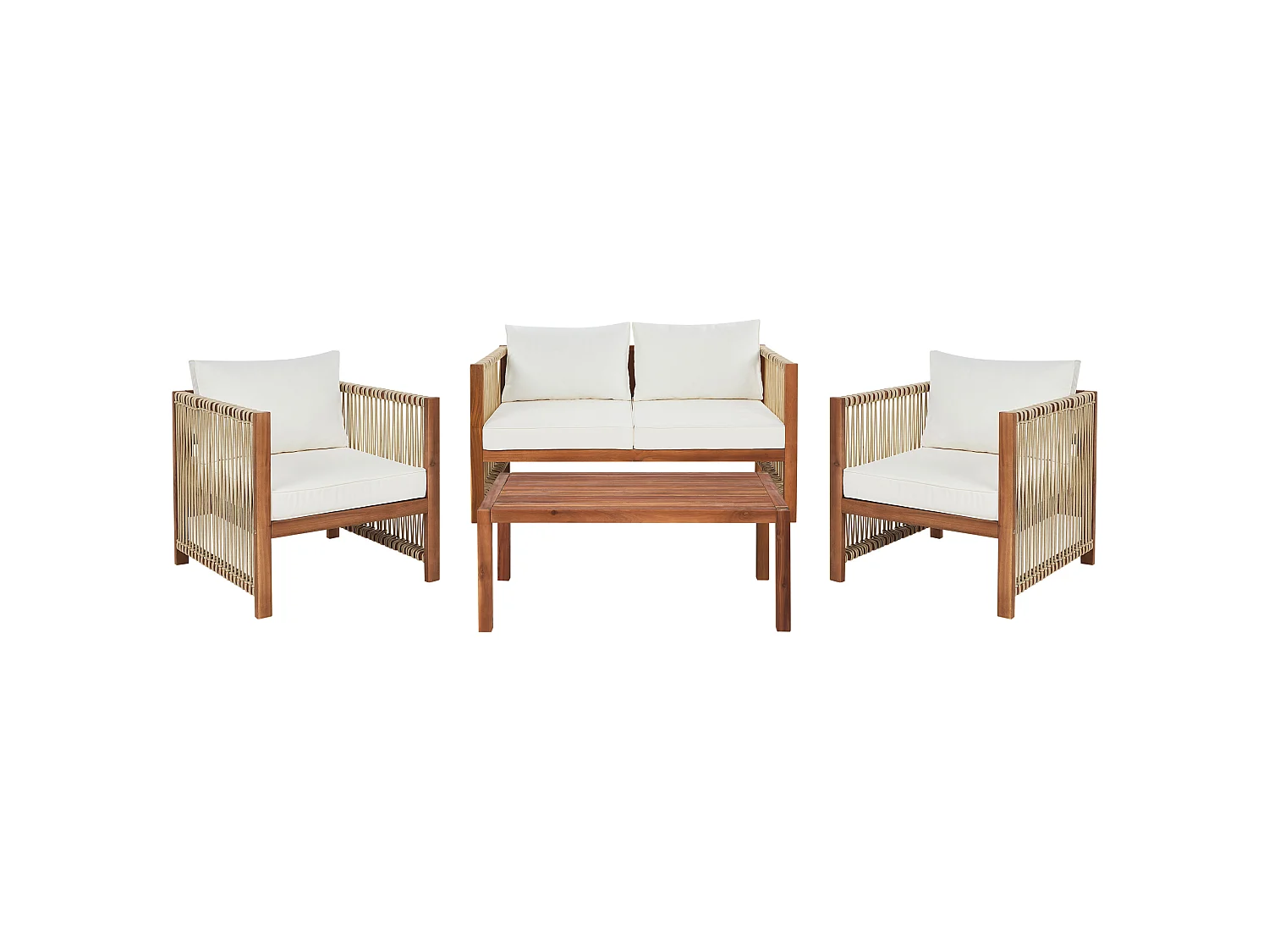 Ensemble de salon de jardin avec table 4 places ANTRIA Acacia Beige