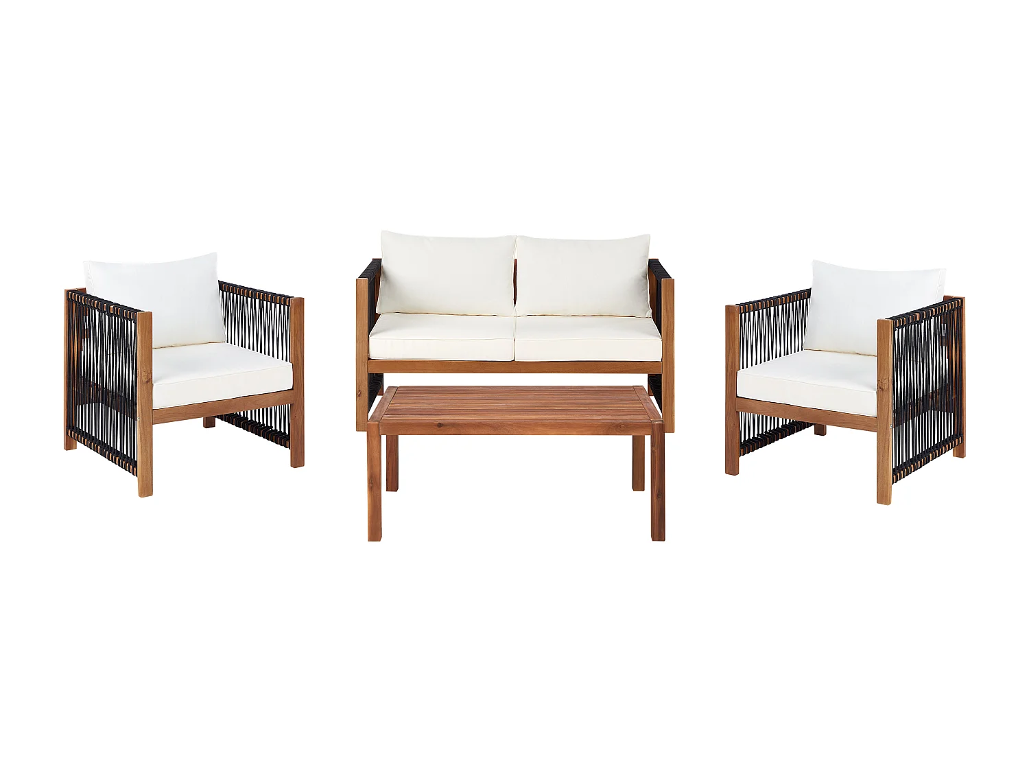 Ensemble de salon de jardin avec table 4 places ANTRIA Acacia Noir