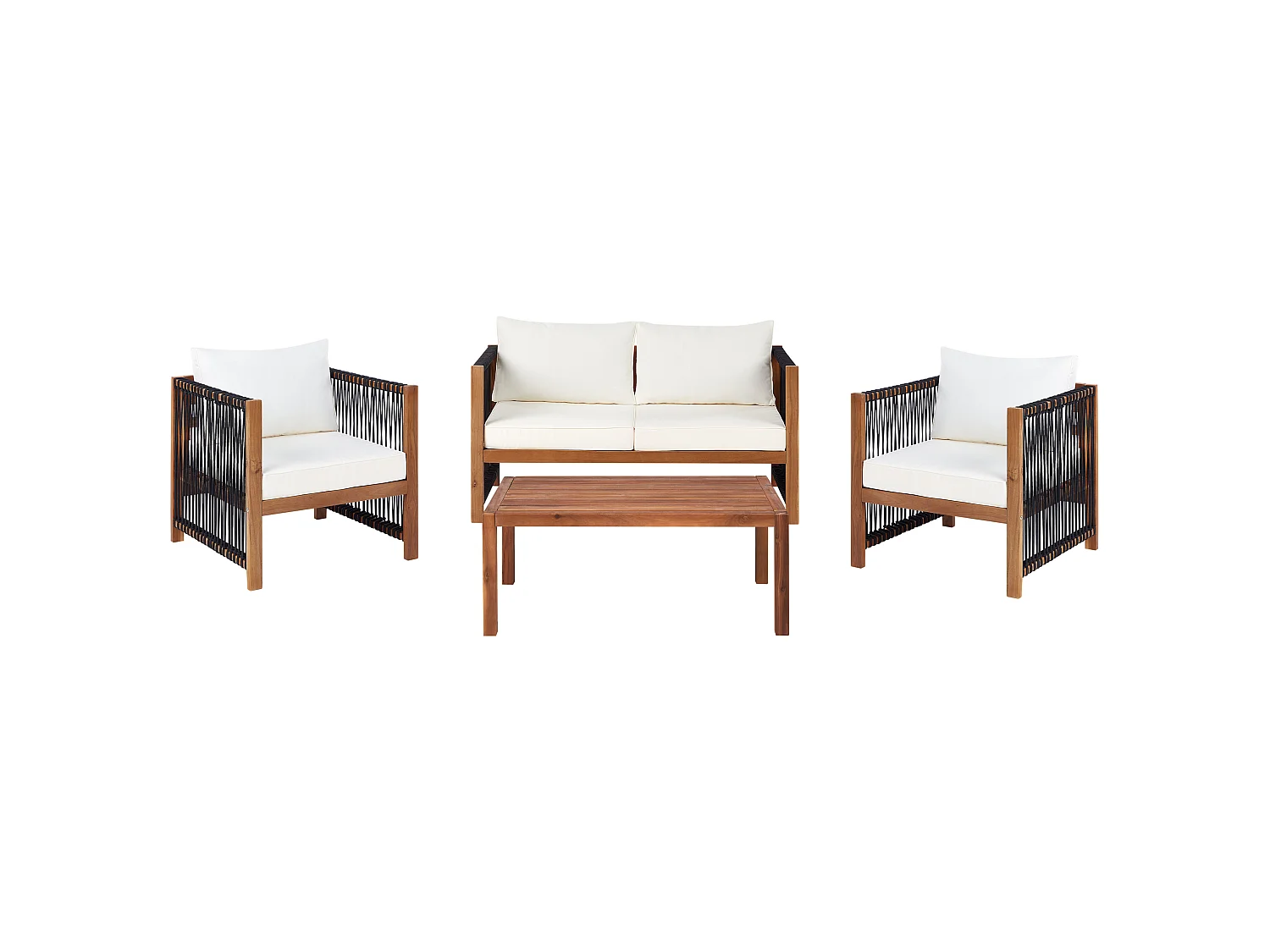 Ensemble de salon de jardin avec table 4 places ANTRIA Acacia Noir
