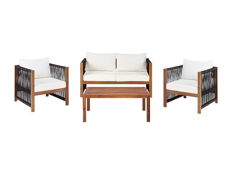 Set da giardino con tavolo 4 posti ANTRIA Legno d'acacia Nero