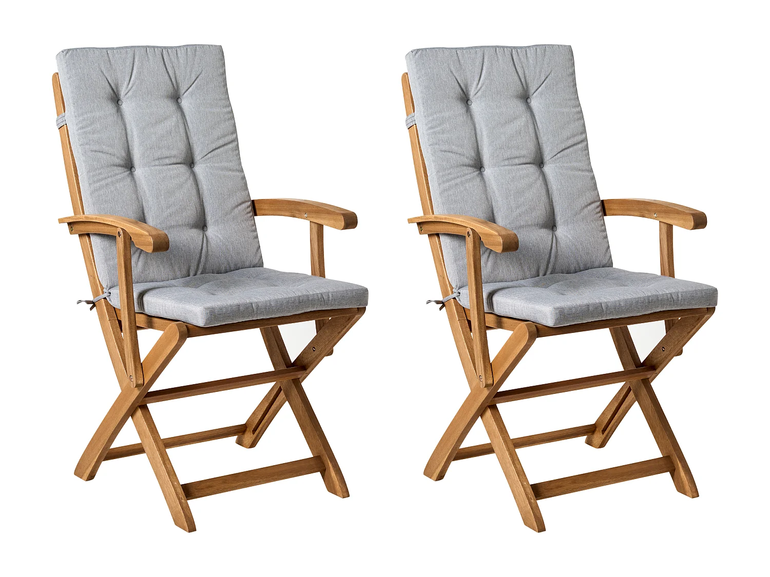 Set di 2 sedie da giardino con cuscini MAUI PREMIUM Legno d'acacia Grigio