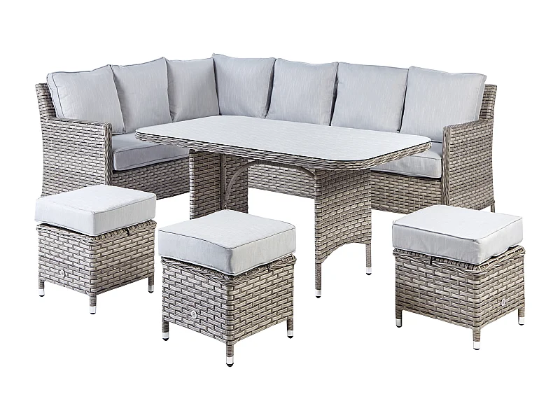 Ensemble de salon de jardin avec table et ottoman 9 places LACONA Côté droit Gris clair