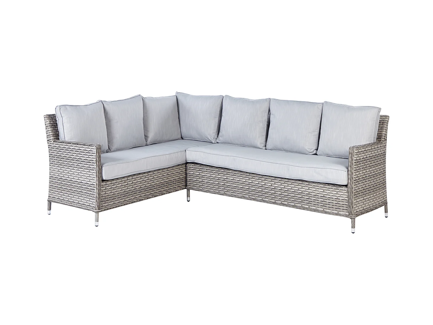 Zestaw ogrodowy ze stolikiem i otomaną dla 9 osób LACONA Prawostronny Technorattan Jasnoszary