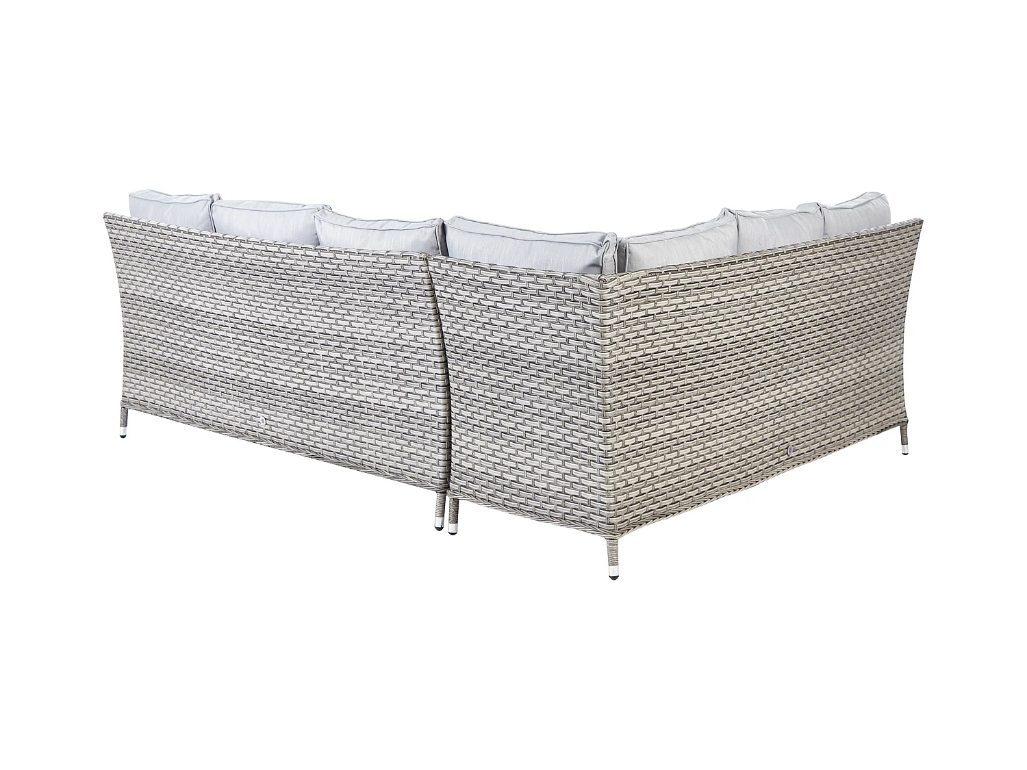 Zestaw ogrodowy ze stolikiem i otomaną dla 9 osób LACONA Prawostronny Technorattan Jasnoszary