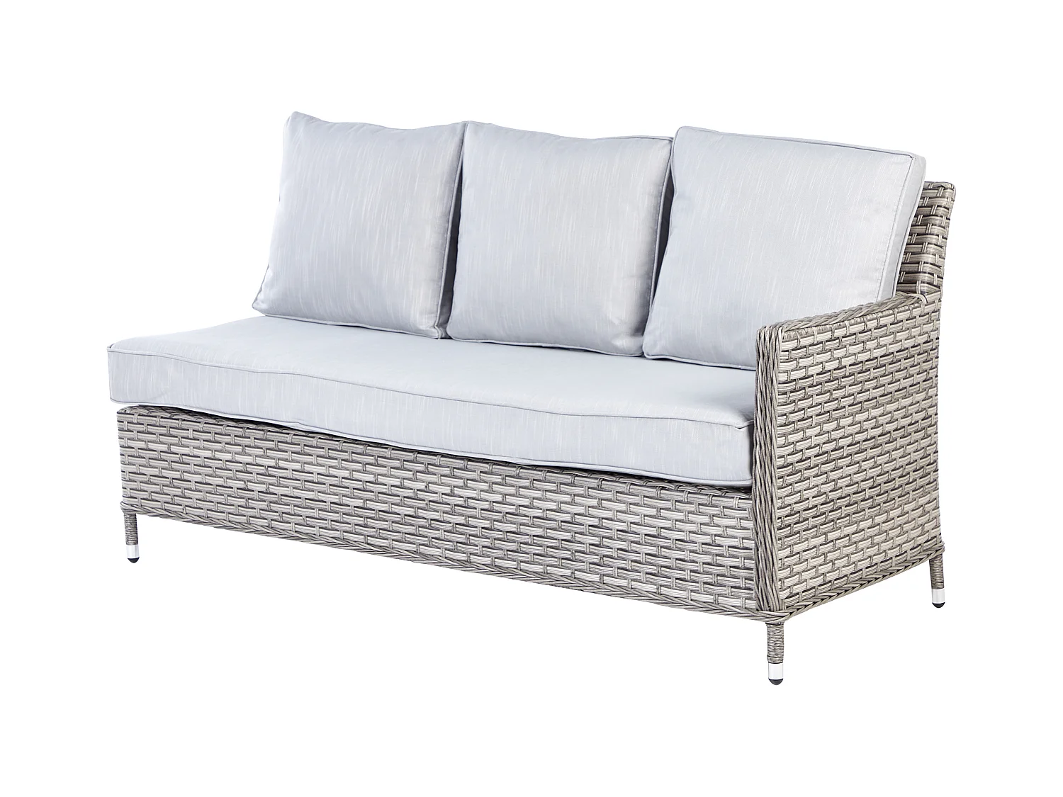 Zestaw ogrodowy ze stolikiem i otomaną dla 9 osób LACONA Prawostronny Technorattan Jasnoszary