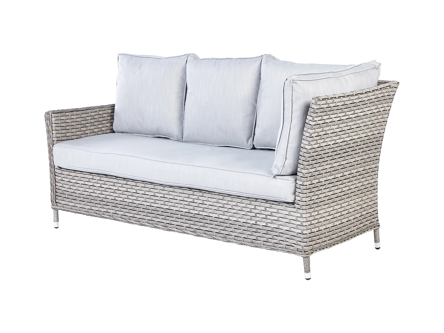 Zestaw ogrodowy ze stolikiem i otomaną dla 9 osób LACONA Prawostronny Technorattan Jasnoszary