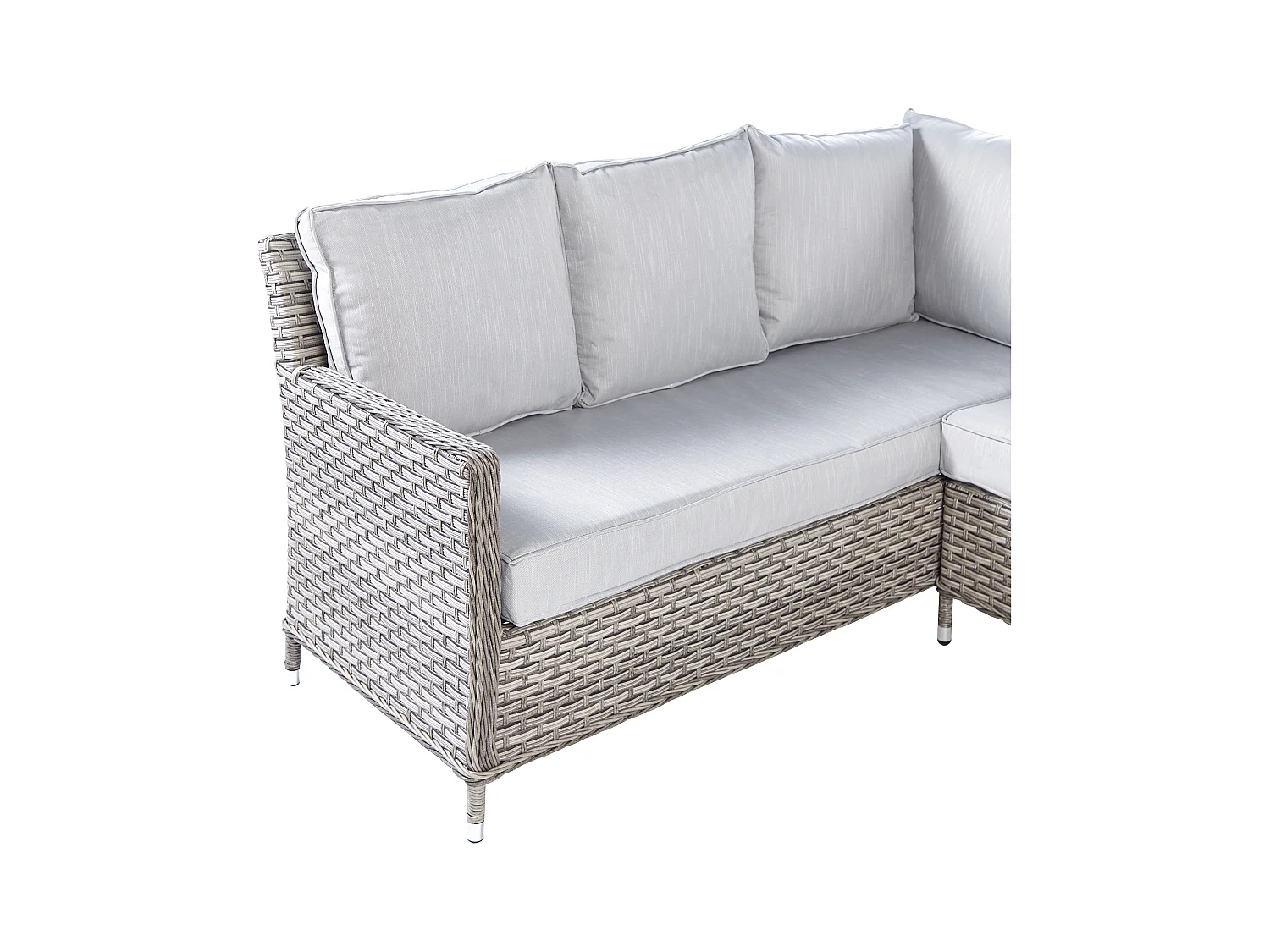 Zestaw ogrodowy ze stolikiem i otomaną dla 9 osób LACONA Prawostronny Technorattan Jasnoszary