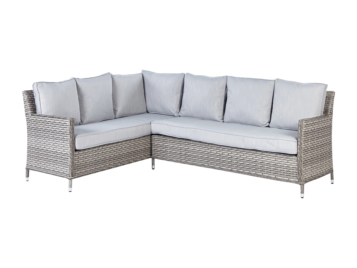 Ensemble de salon de jardin avec table et ottoman 9 places LACONA Côté droit Polyrotin Gris clair