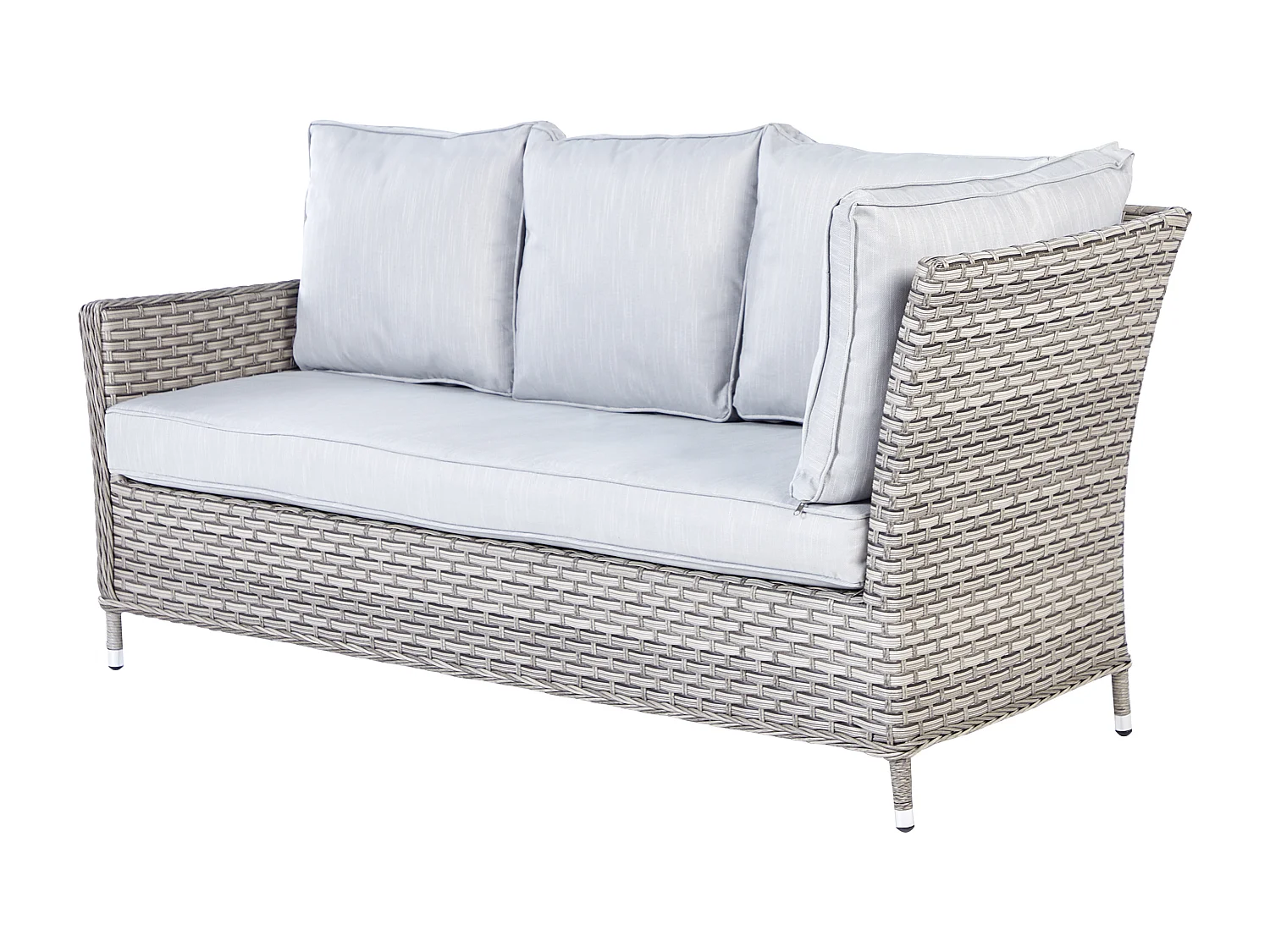 Ensemble de salon de jardin avec table et ottoman 9 places LACONA Côté droit Polyrotin Gris clair