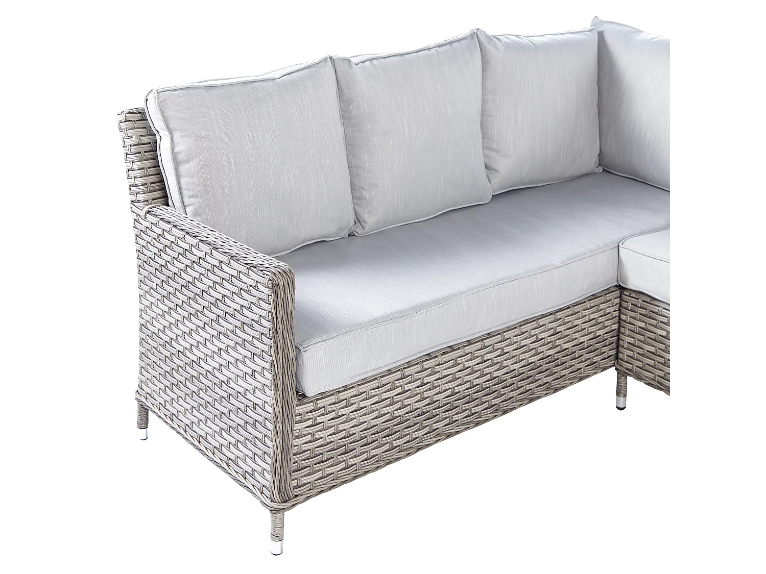 Ensemble de salon de jardin avec table et ottoman 9 places LACONA Côté droit Polyrotin Gris clair