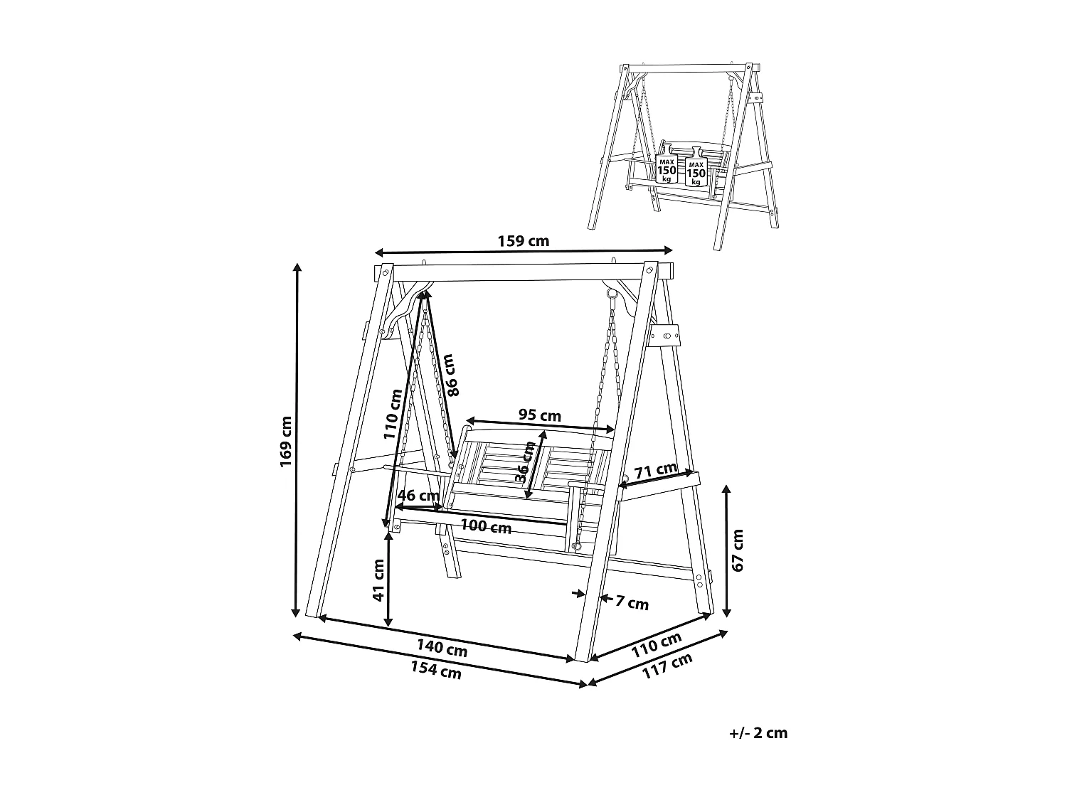 Balancelle de jardin NERITO Bois d’épicéa Marron foncé