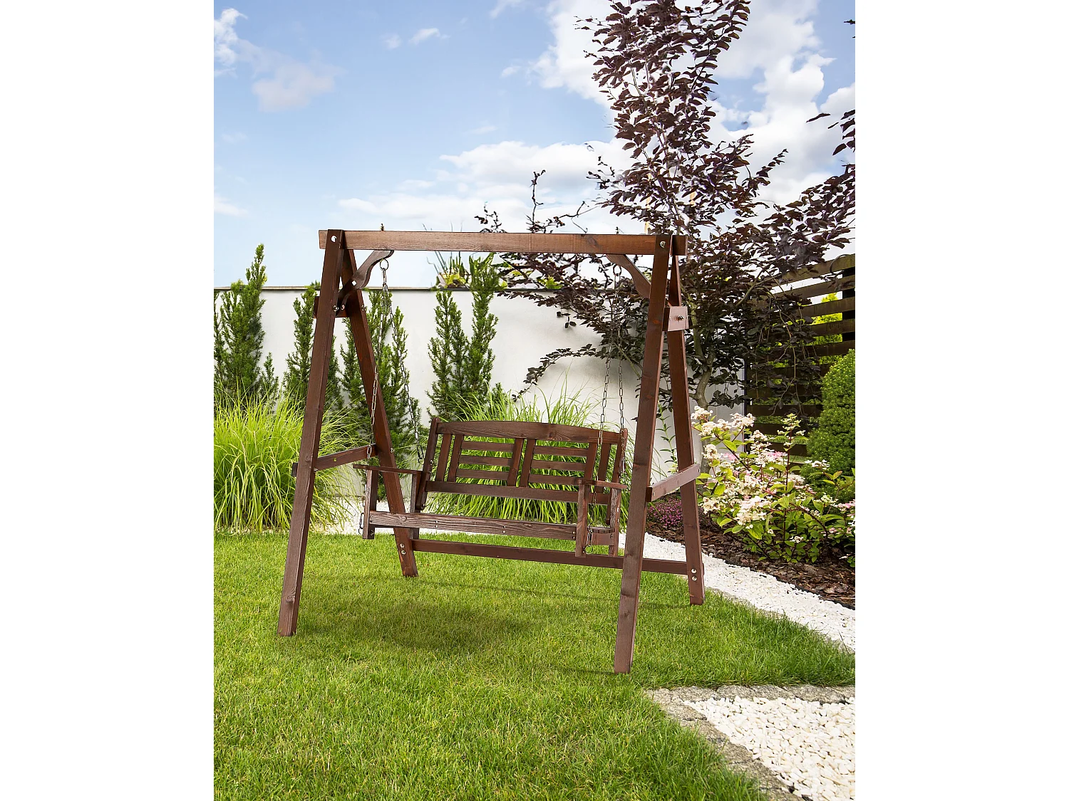 Patio Swing NERITO Spruce Wood Dark Brown