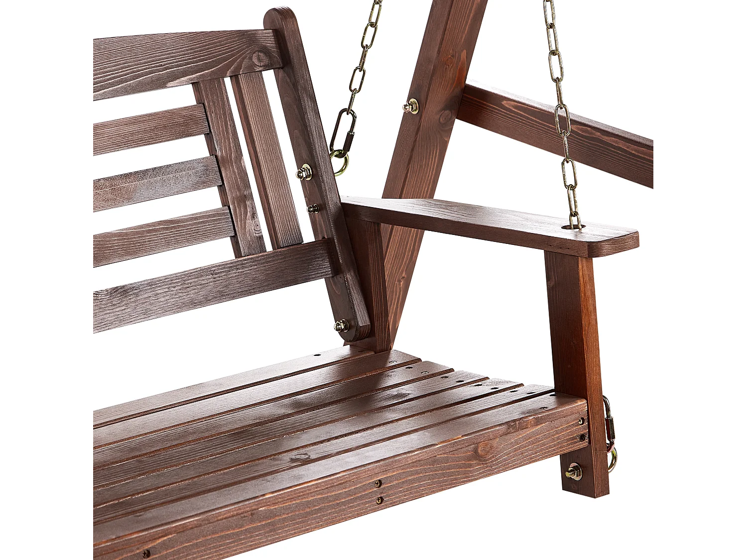 Gartenschaukel für 2 Personen Fichtenholz dunkelbraun freistehend stabil Nerito