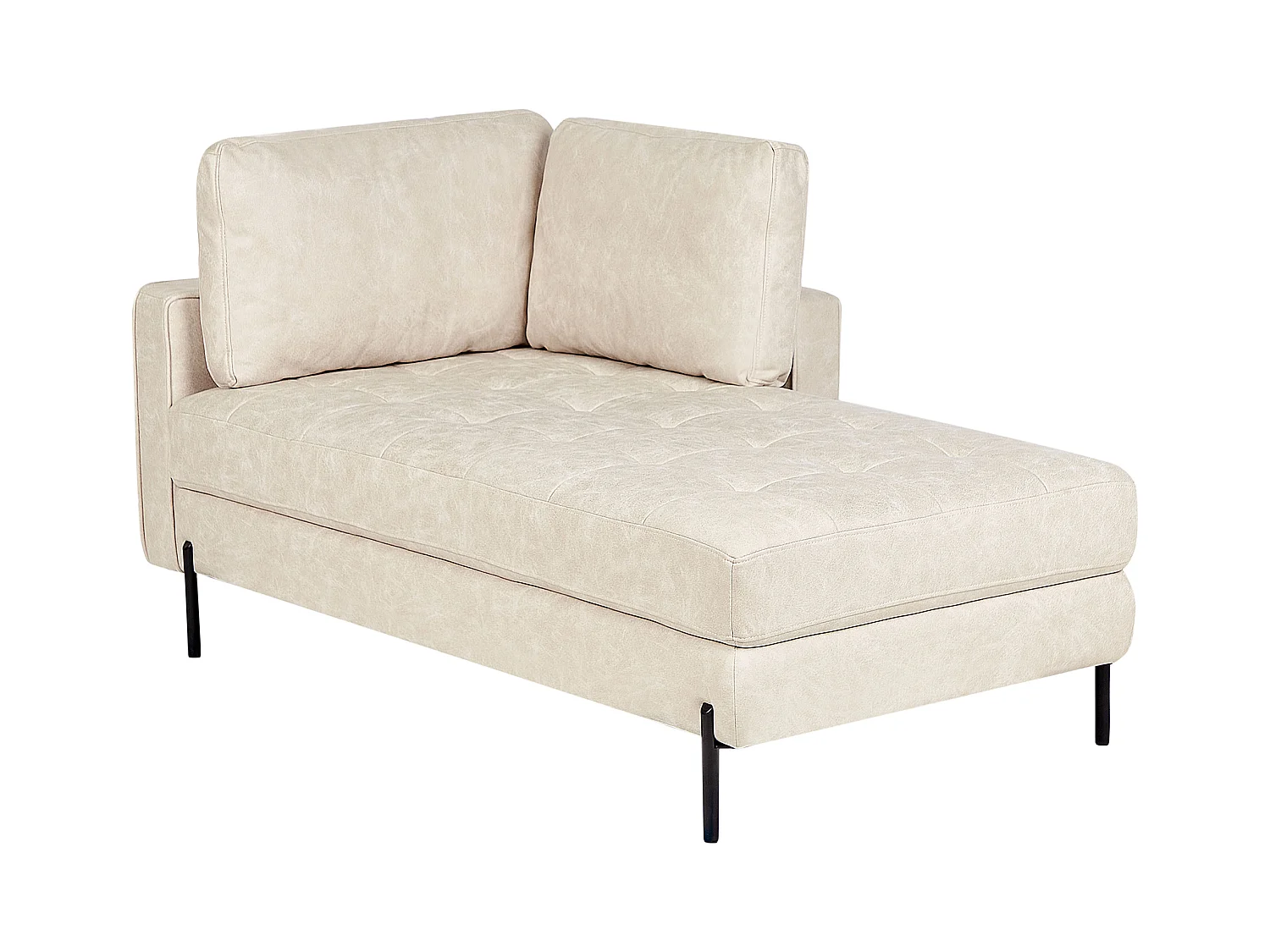 Chaise longue côté droite REBAIS Cuir PU Beige clair