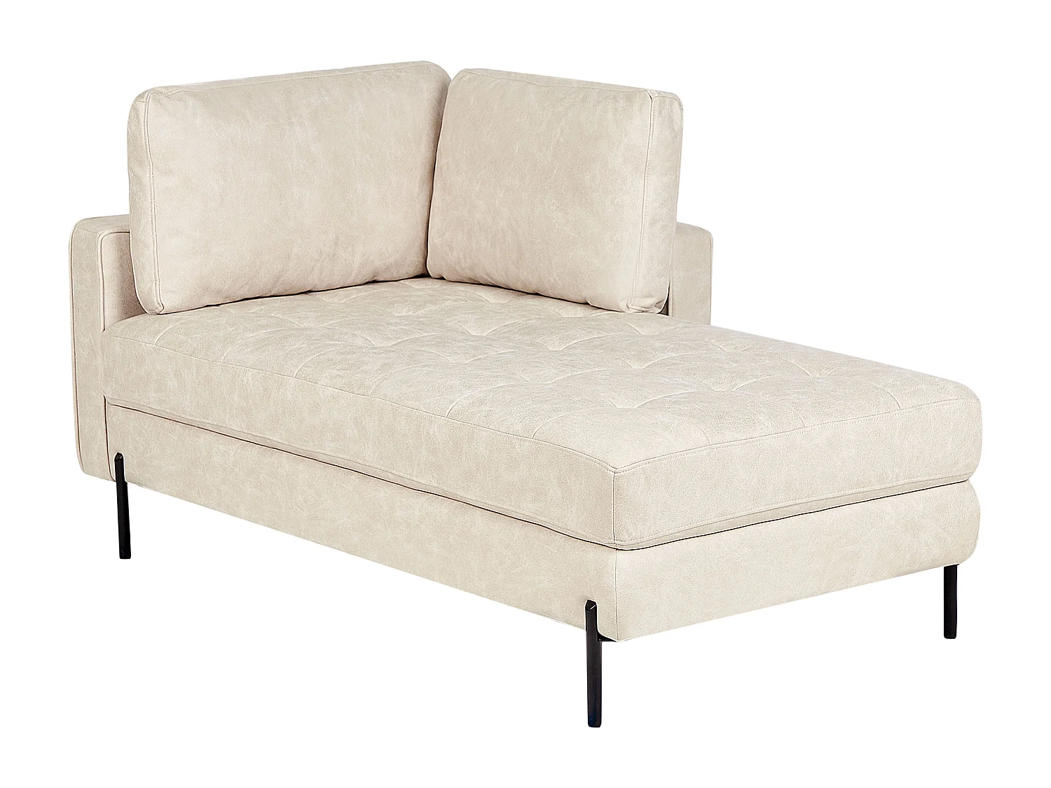 Chaise longue côté droite REBAIS Cuir PU Beige clair