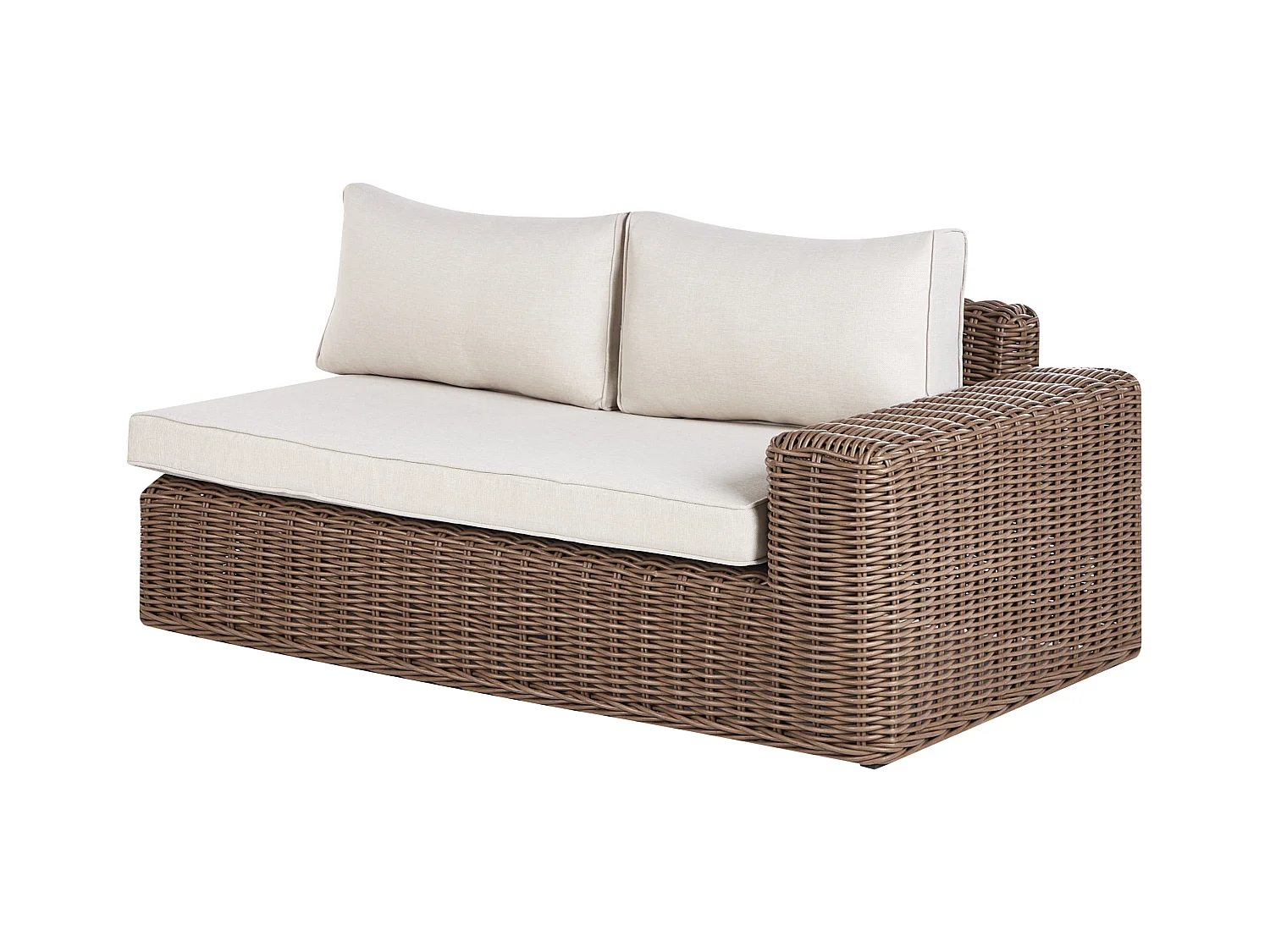 Canapé d'angle de jardin avec ottoman 6 places PALERMO Marron