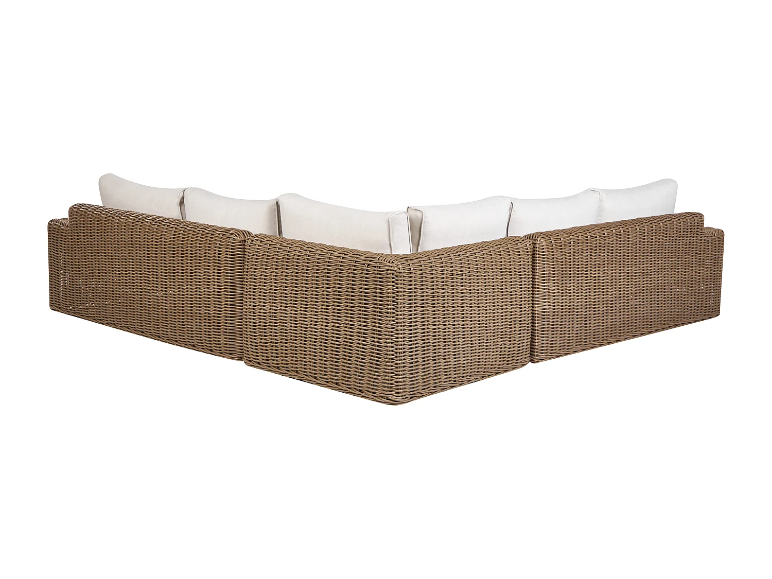 Canapé d\'angle de jardin avec ottoman 6 places PALERMO Marron