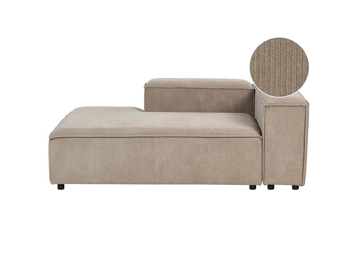 Chaise longue côté droit ARDAL Velours côtelé Marron clair