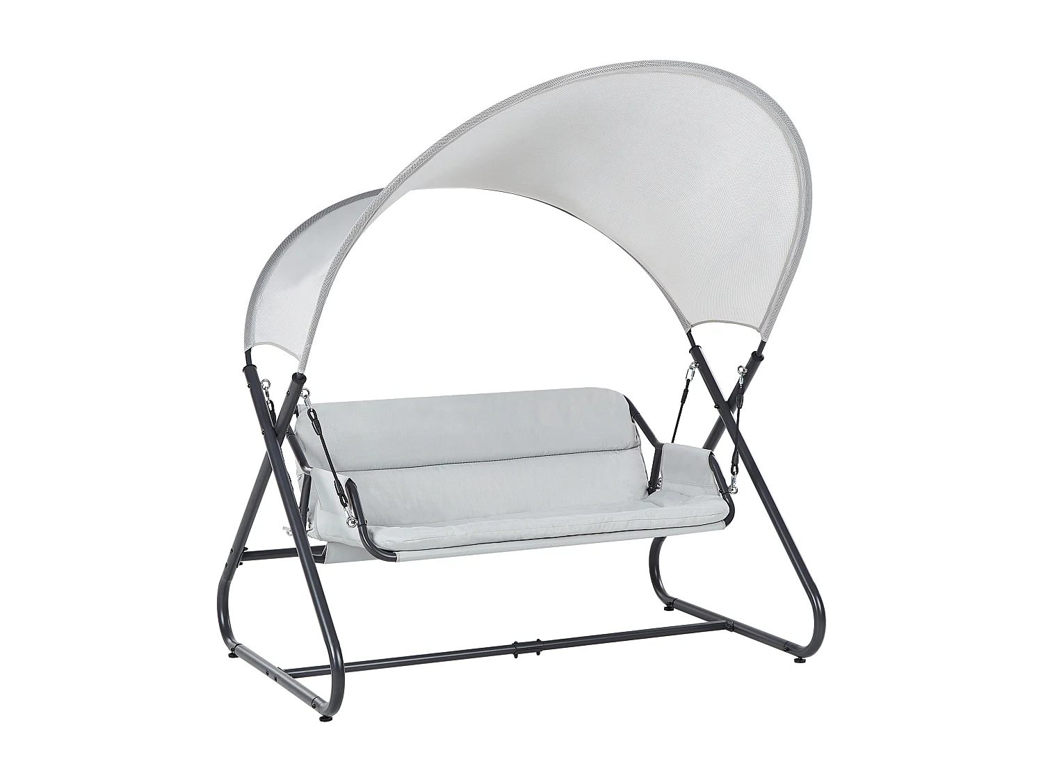 Gartenschaukel aus Mesh Stahl helles Grau mit Dach modern Solagna