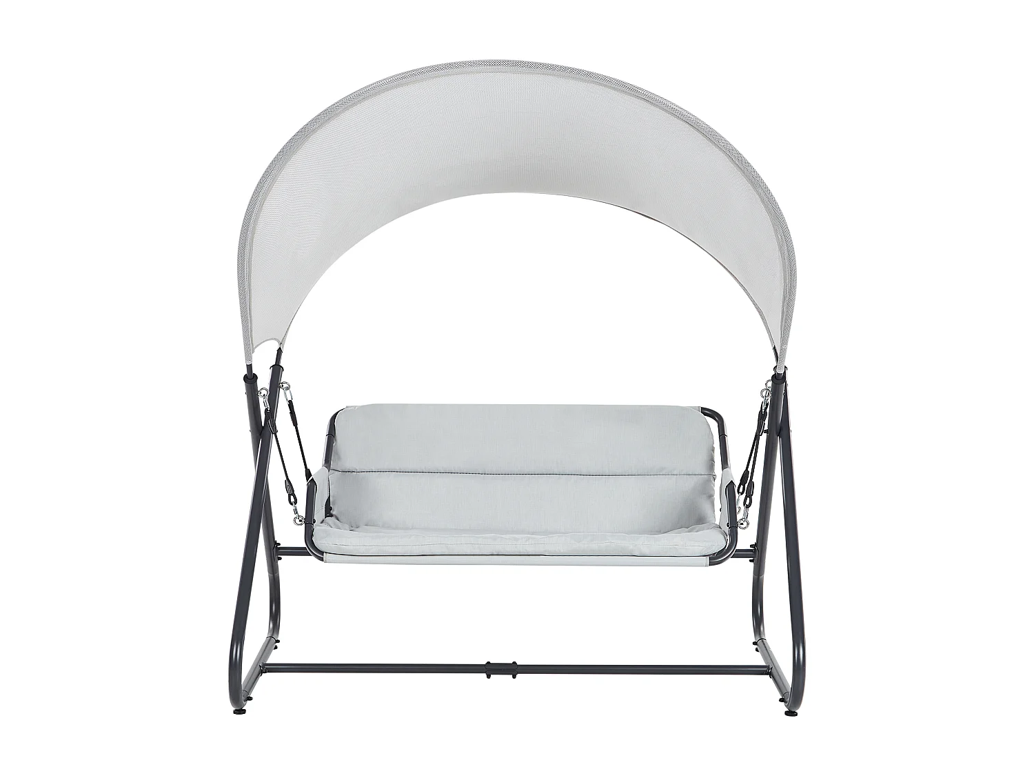 Gartenschaukel aus Mesh Stahl helles Grau mit Dach modern Solagna