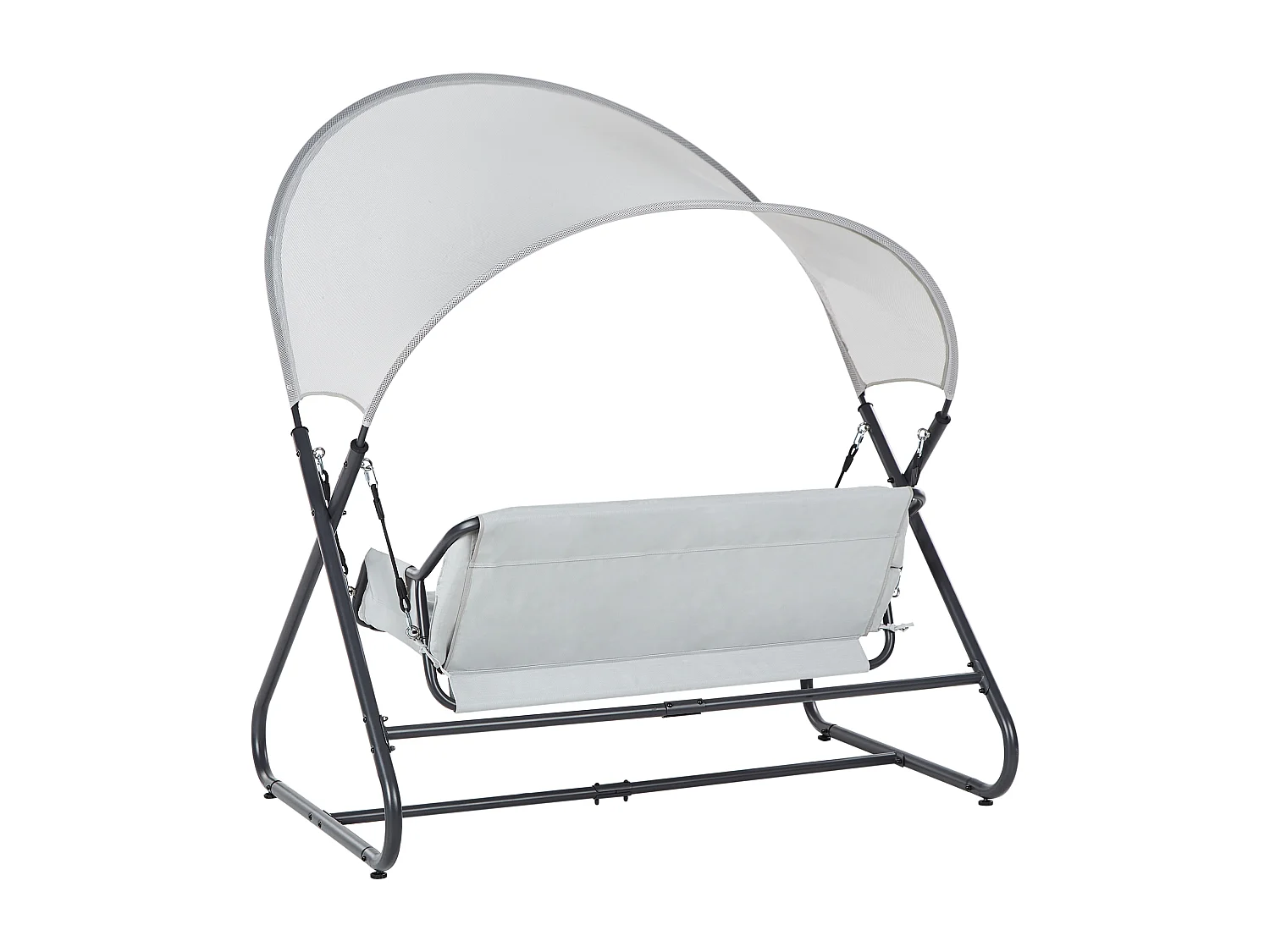 Gartenschaukel aus Mesh Stahl helles Grau mit Dach modern Solagna