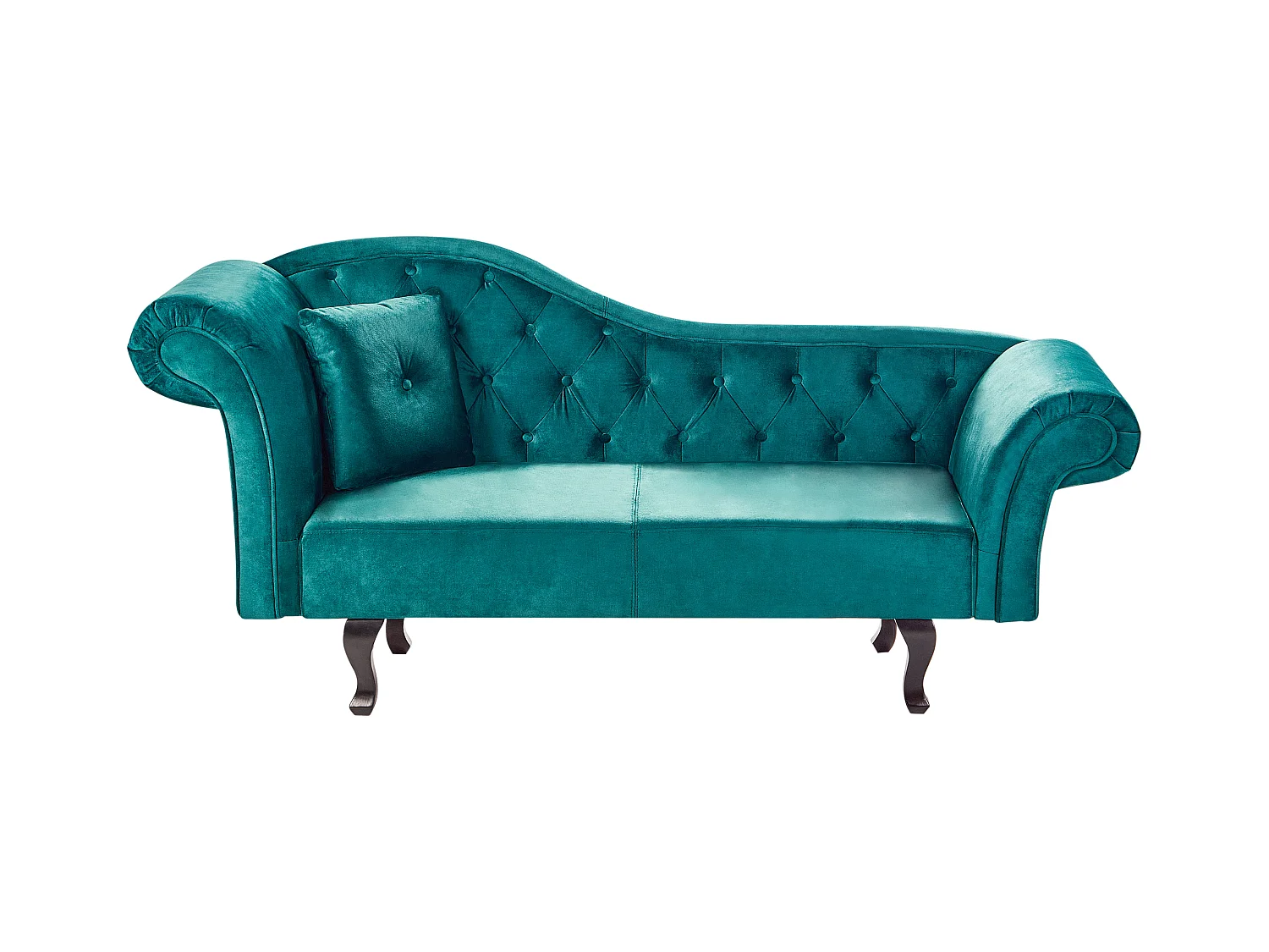 Chaise longue côté droite LATTES Velours Vert émeraude avec coussin