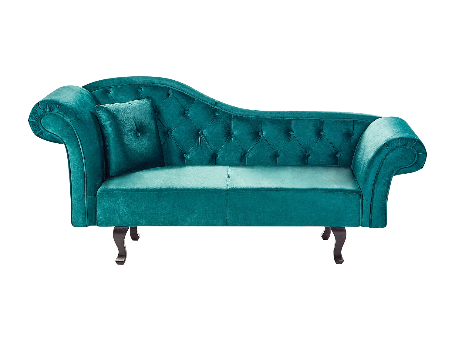 Chaise longue versione sinistra LATTES Velluto Verde smeraldo con cuscino