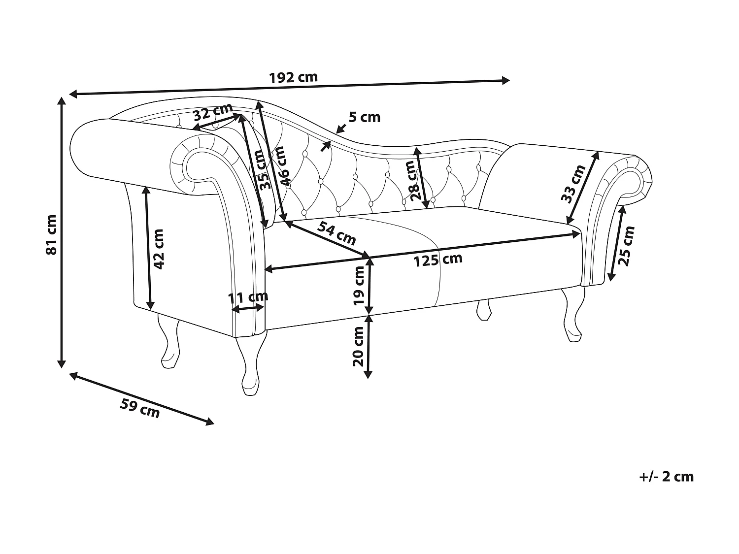 Chaise longue côté droite LATTES II Velours Vert émeraude avec coussin