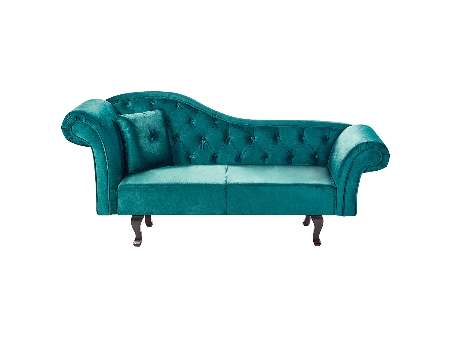 Left-Hand Chaise Longue LATTES II Velvet Emerald Green with Cushion