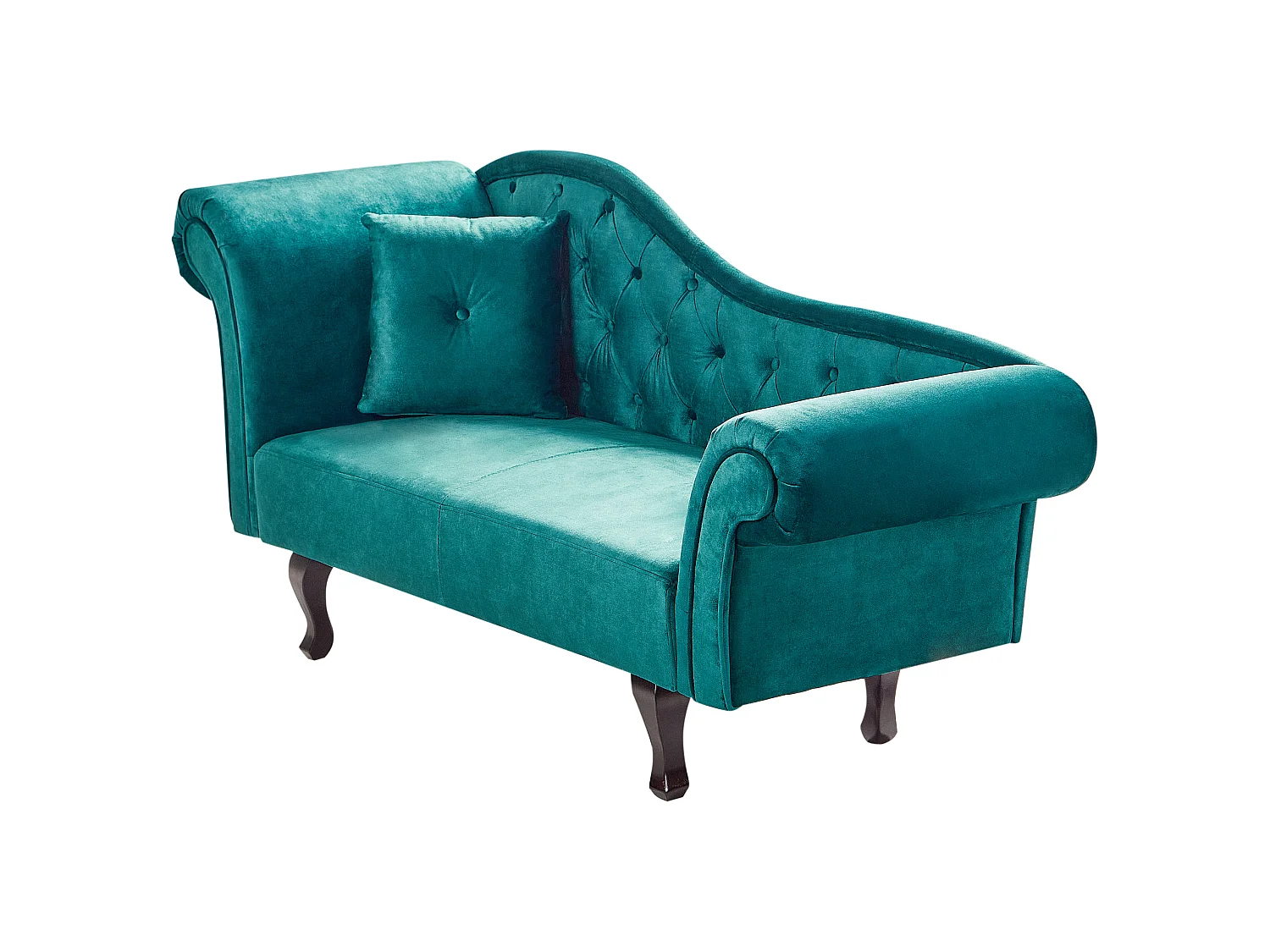 Left-Hand Chaise Longue LATTES II Velvet Emerald Green with Cushion