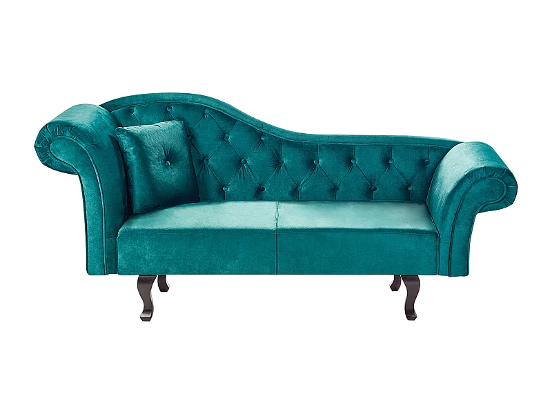 Chaise longue côté droite LATTES Velours Vert émeraude avec coussin