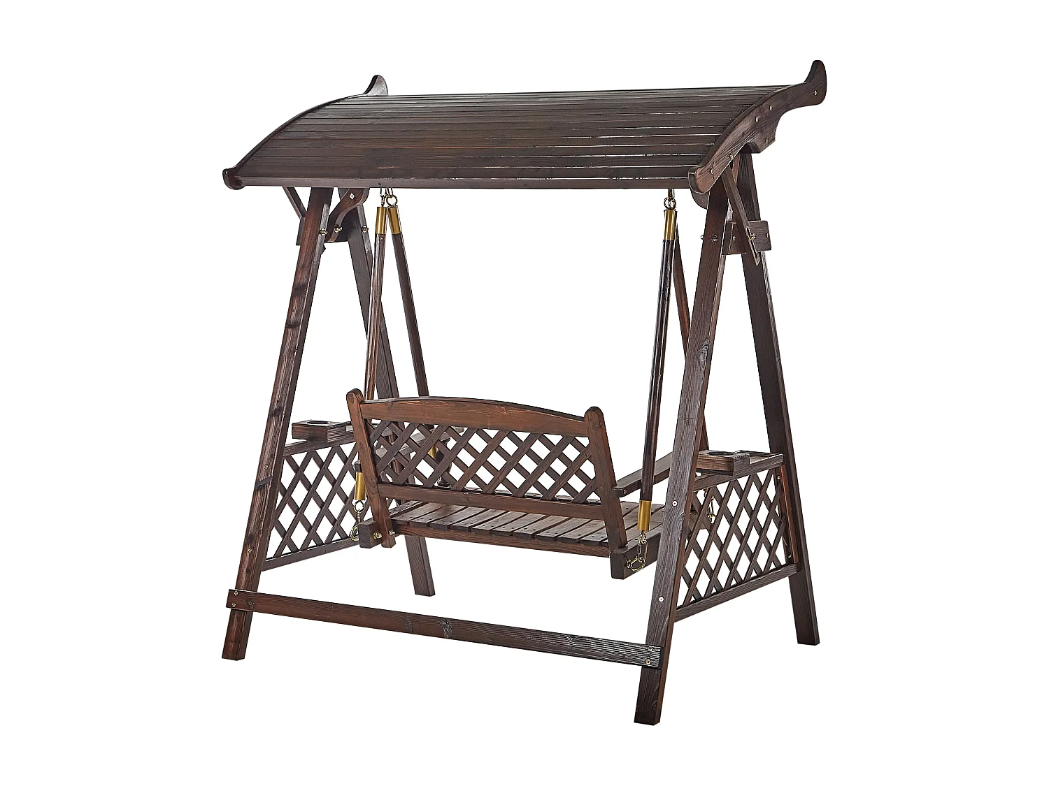 Balancelle de jardin SENARICA Bois d’épicéa Marron foncé