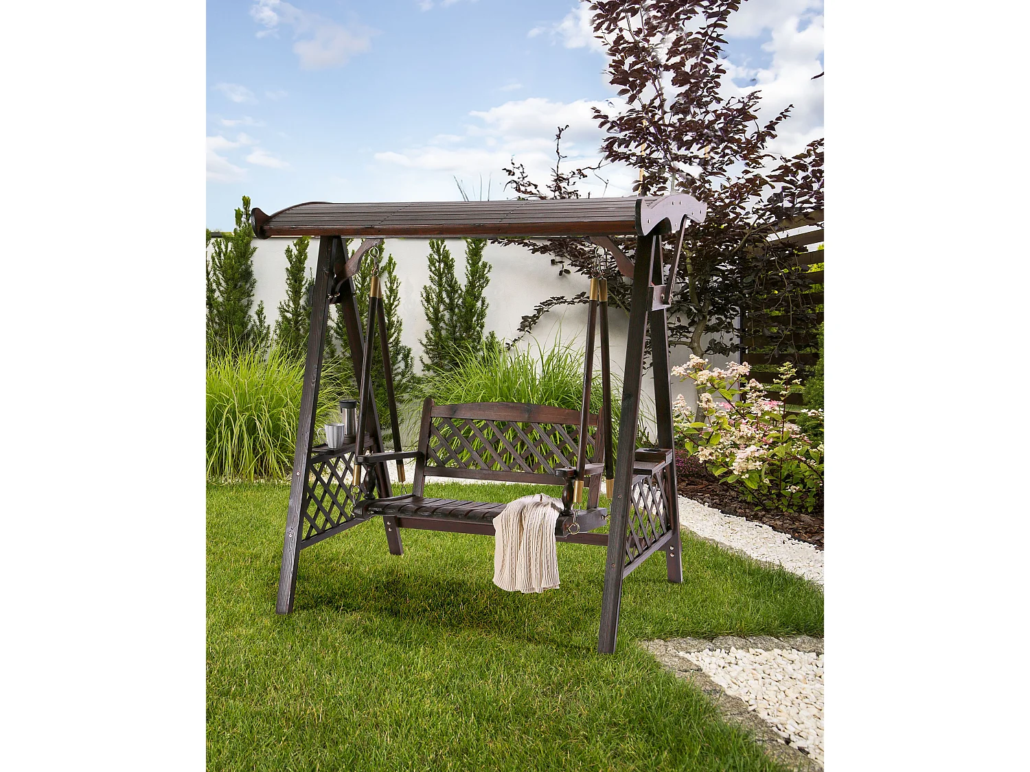 Balancelle de jardin SENARICA Bois d’épicéa Marron foncé