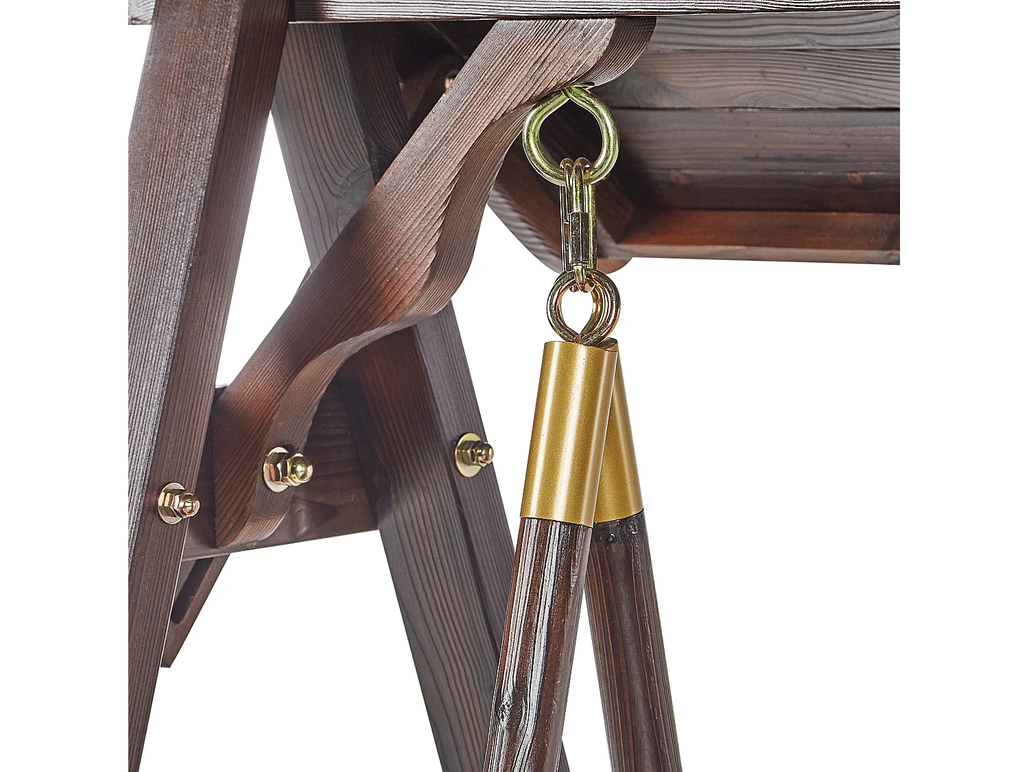 Gartenschaukel für 2 Personen Fichtenholz dunkelbraun mit Sonnendach Senarica