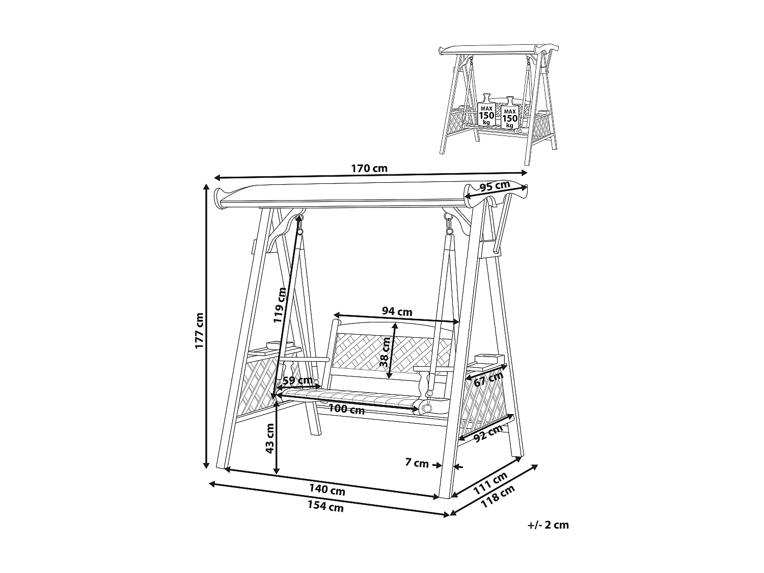 Dondolo da giardino SENARICA Legno Marrone scuro