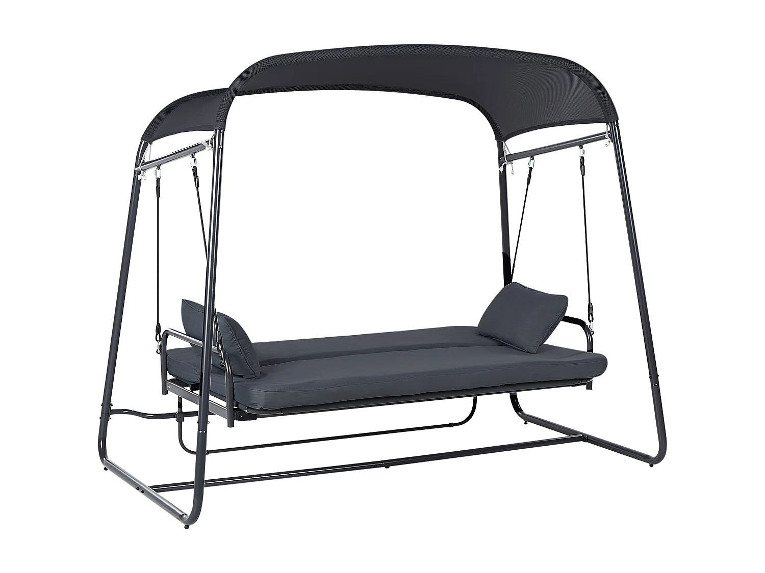 Gartenschaukel aus Mesh Stahl dunkles Grau mit Liegefunktion modern Marsciano