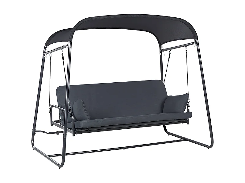 Gartenschaukel aus Mesh Stahl dunkles Grau mit Liegefunktion modern Marsciano