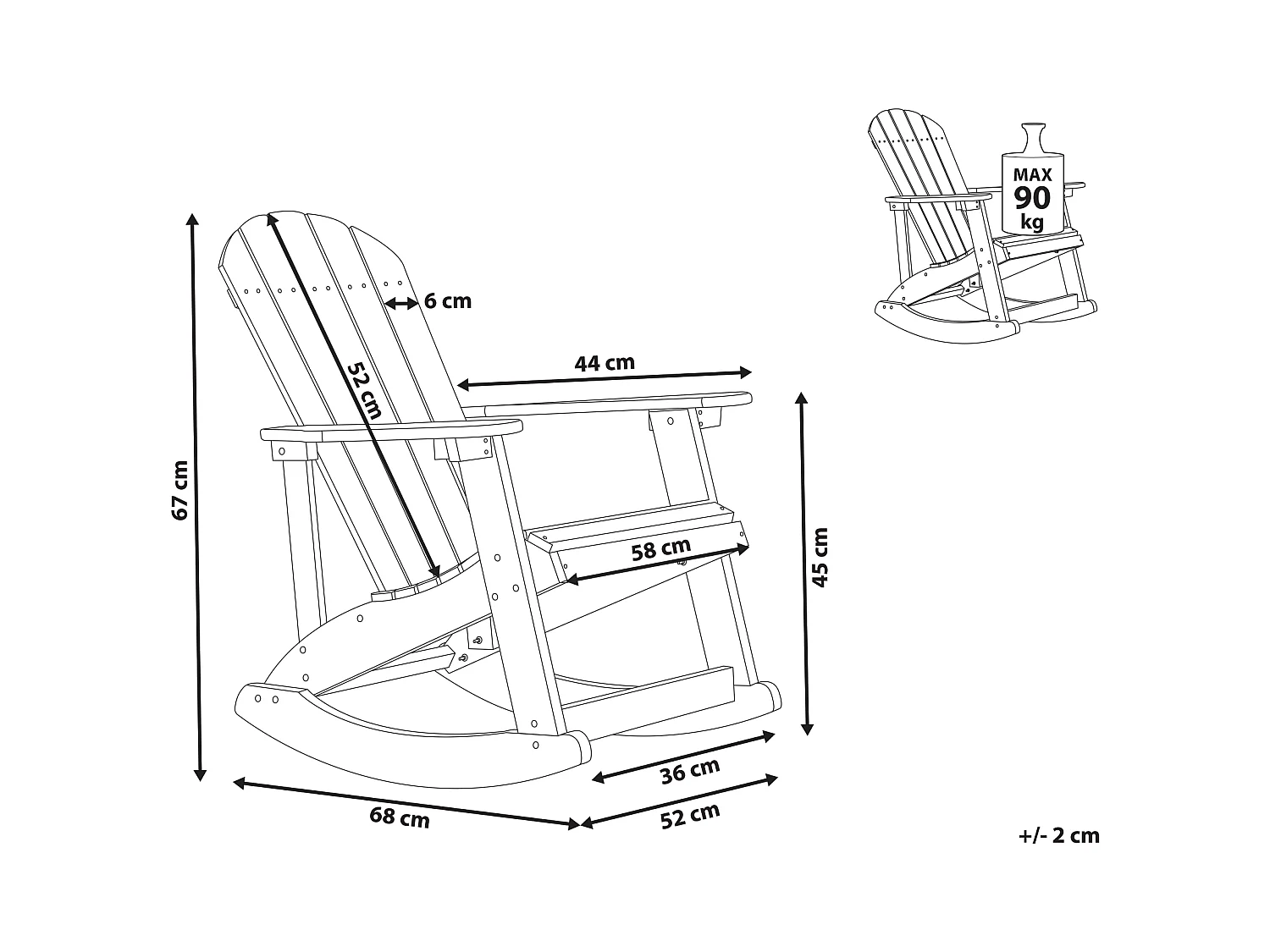 Fauteuil à bascule pour enfants ADIRONDACK Bleu clair