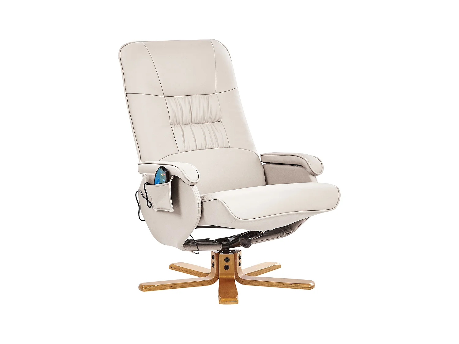 Massagesessel in Hellbeige aus Kunstleder mit Heizfunktion u. Fußhocker RelaxPro