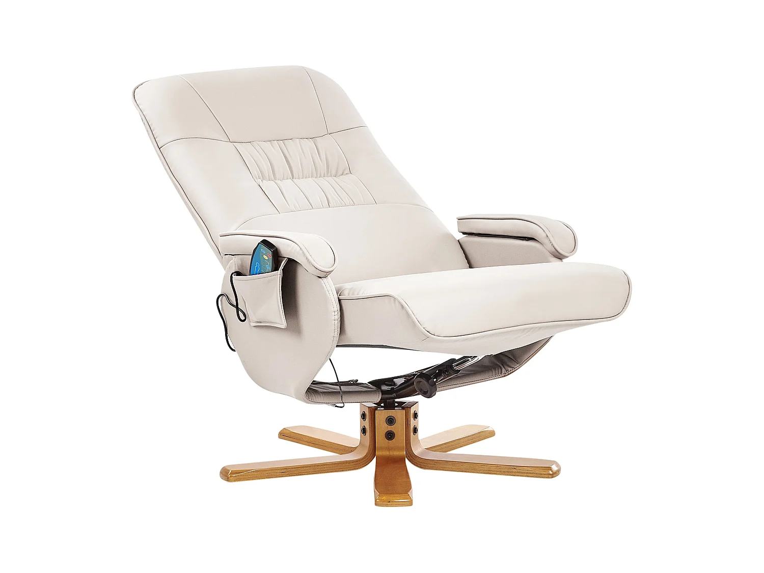 Massagesessel in Hellbeige aus Kunstleder mit Heizfunktion u. Fußhocker RelaxPro