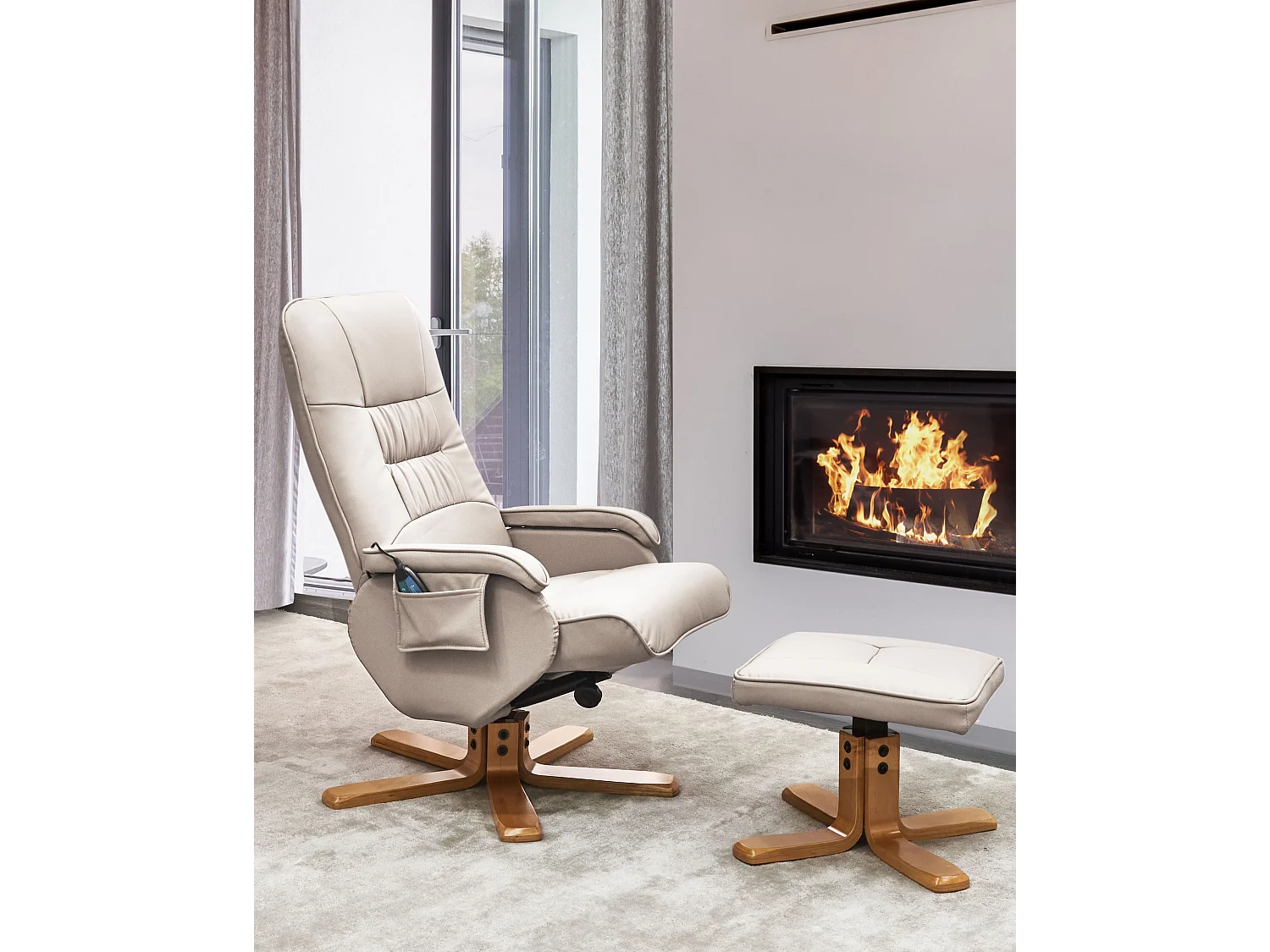 Fauteuil massant RELAXPRO Cuir PU Beige clair