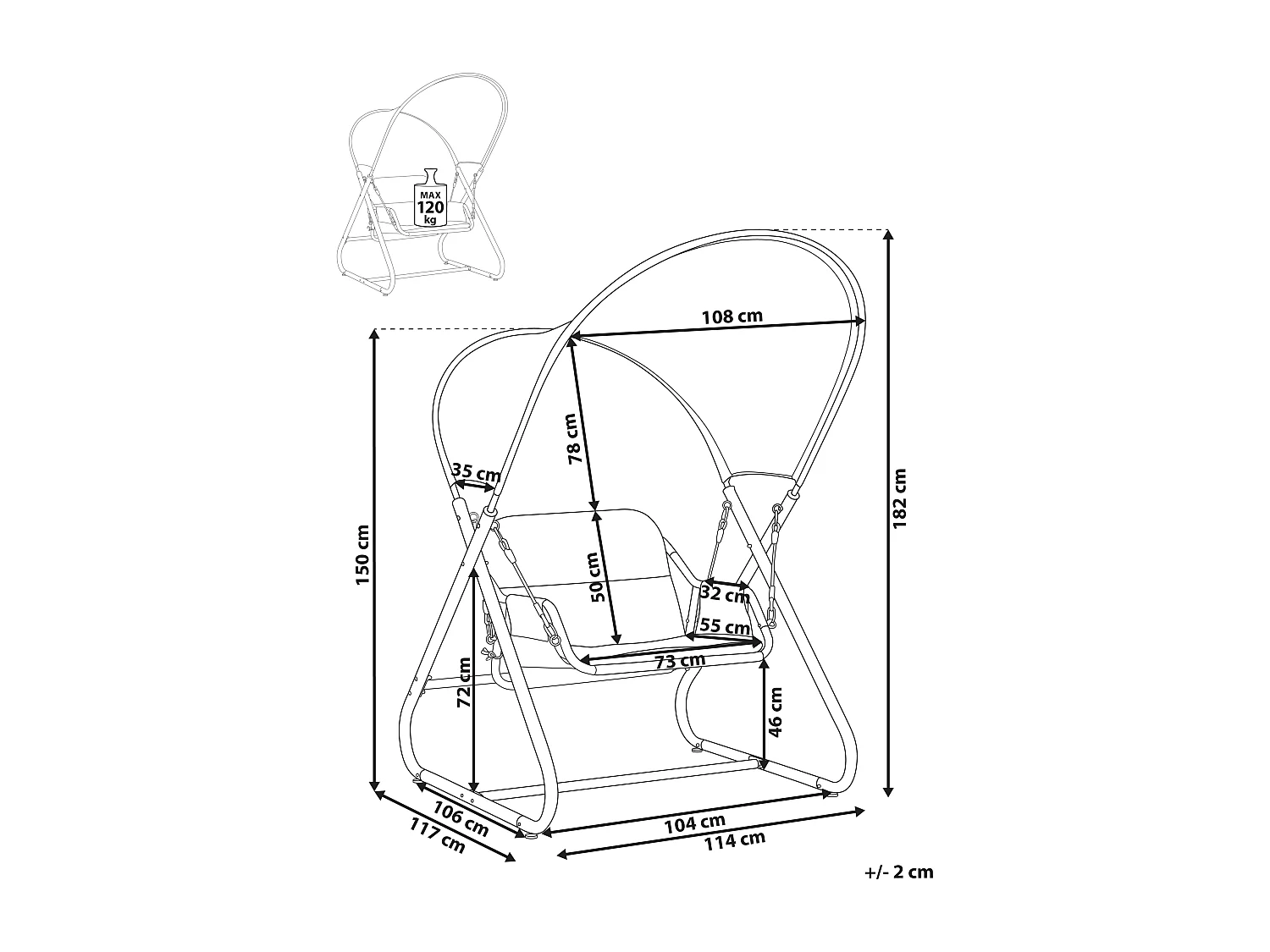 Balancelle de jardin SOLAGNA Métal Gris foncé
