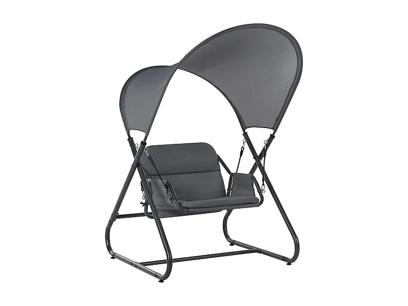 Gartenschaukel aus Mesh Stahl dunkles Grau mit Dach modern Solagna