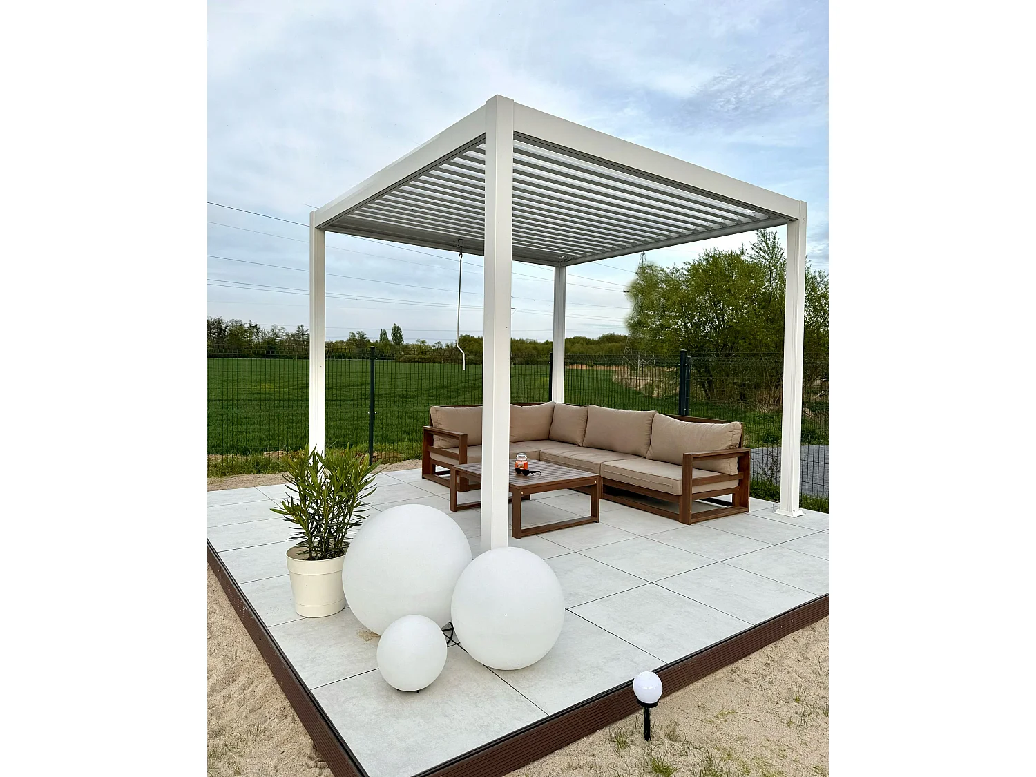 Gazebo FORNOLI Metal 296 cm 296 cm White