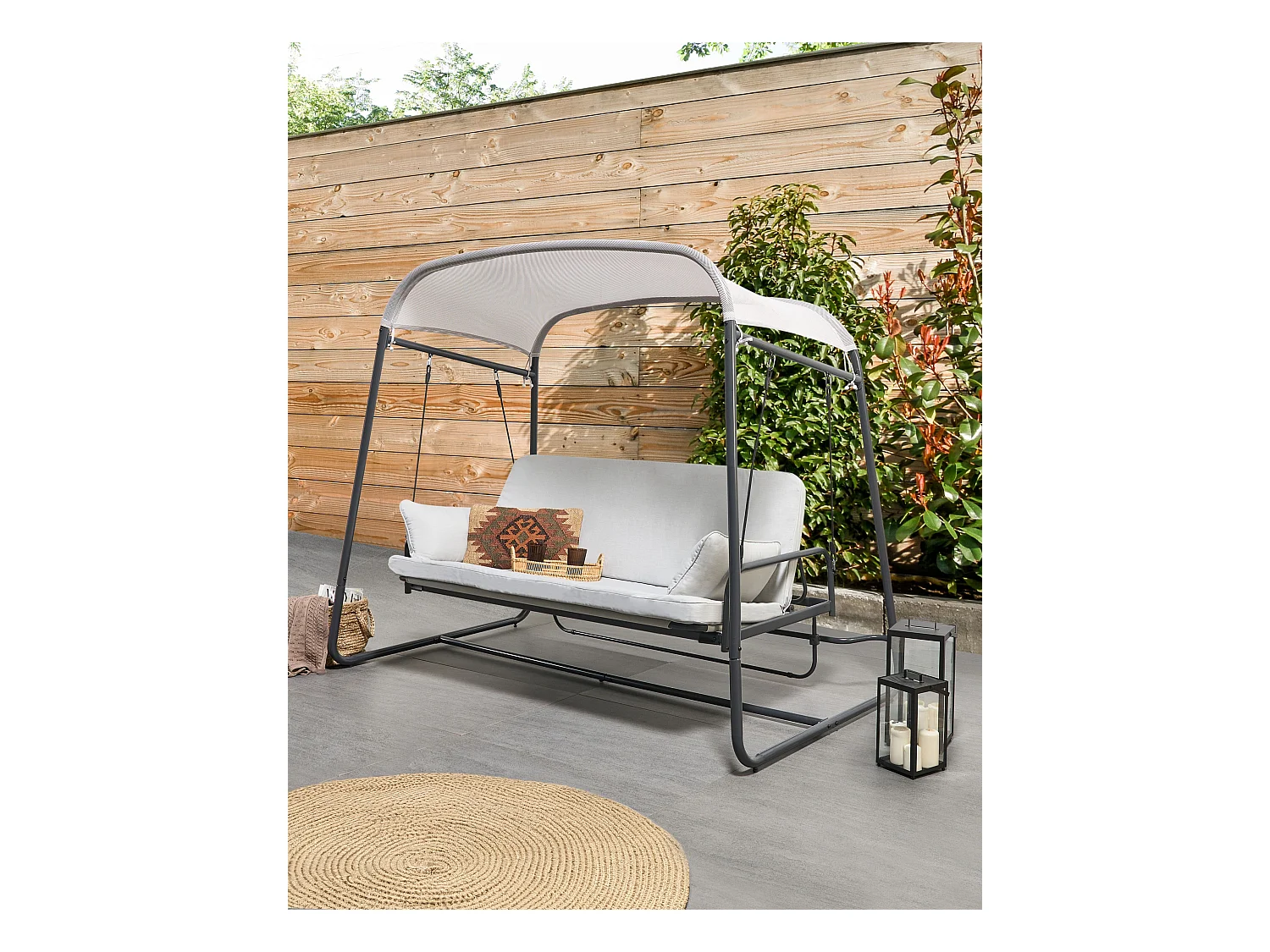Hollywoodschaukel MARSCIANO Metall Hellgrau